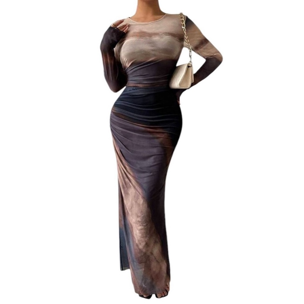 Elegant Multicolor Long Sleeve Dress